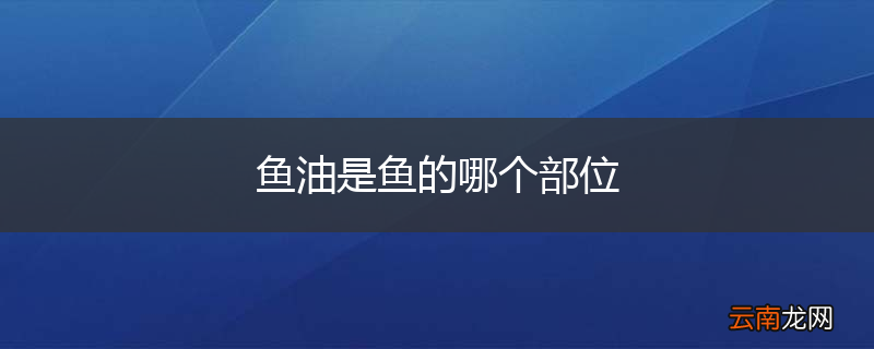 鱼油是鱼的哪个部位