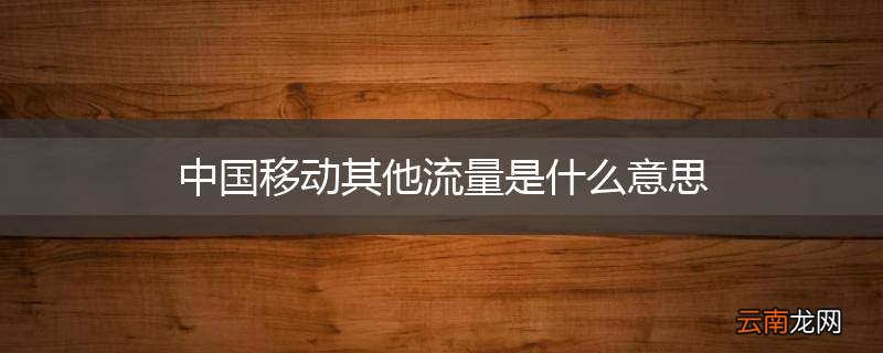 中国移动其他流量是什么意思