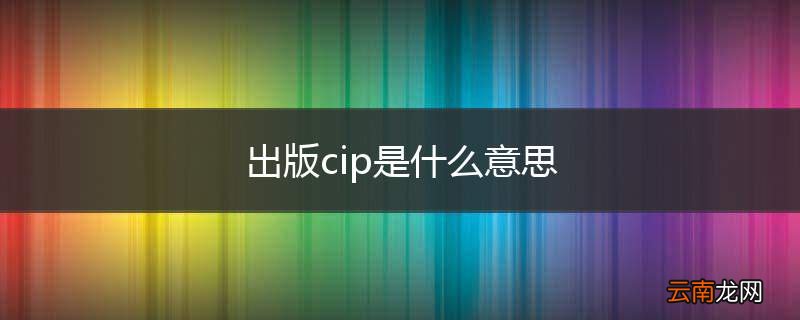 出版cip是什么意思