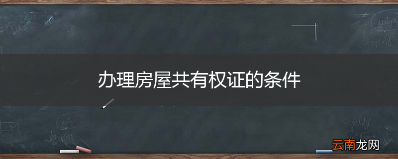 办理房屋共有权证的条件