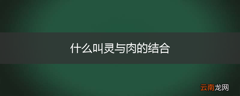 什么叫灵与肉的结合