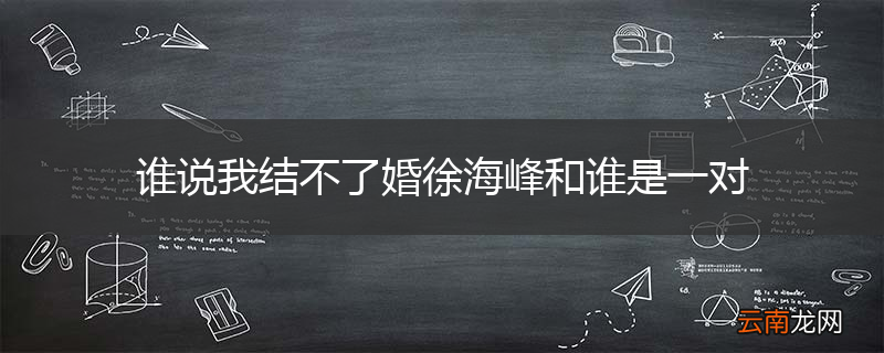 谁说我结不了婚徐海峰和谁是一对