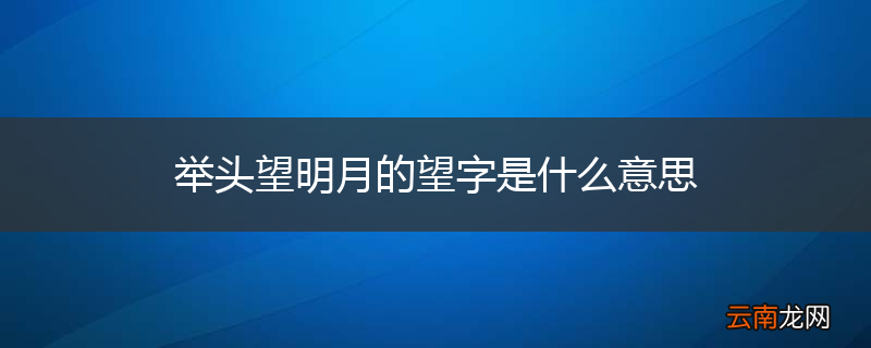 举头望明月的望字是什么意思