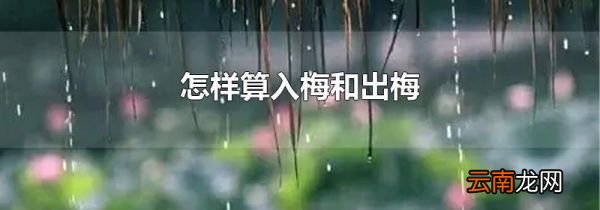 怎样算入梅和出梅