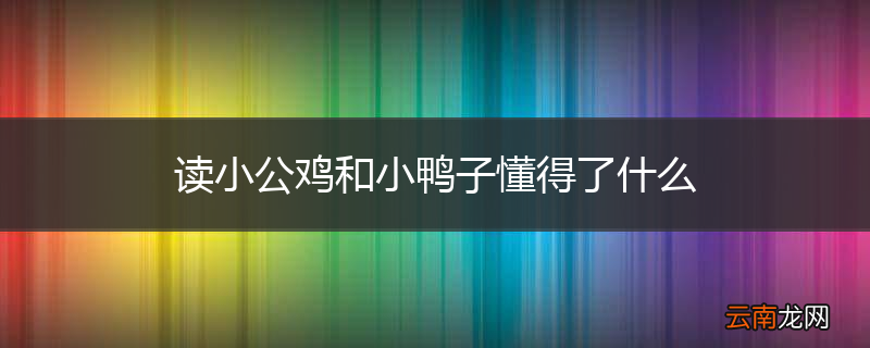 读小公鸡和小鸭子懂得了什么