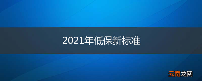 2021年低保新标准