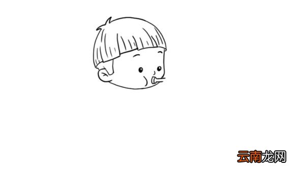 元旦吹喇叭的小孩简笔画