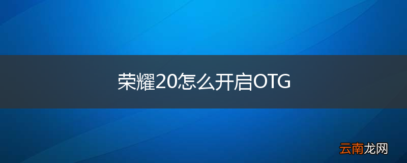 荣耀20怎么开启OTG