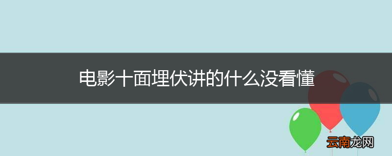 电影十面埋伏讲的什么没看懂