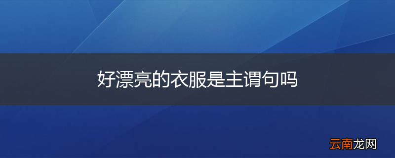 好漂亮的衣服是主谓句吗