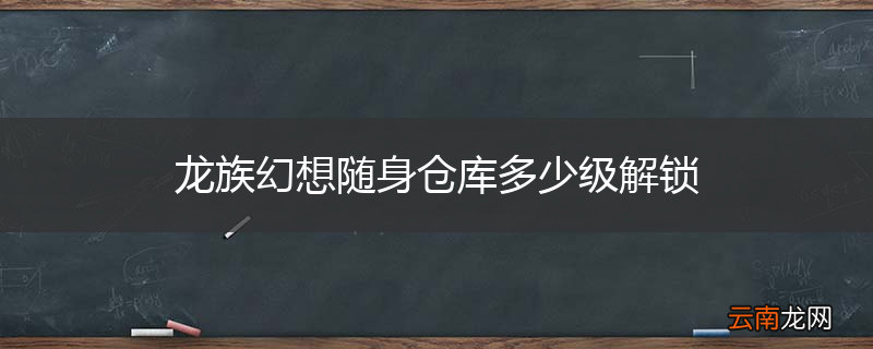 龙族幻想随身仓库多少级解锁