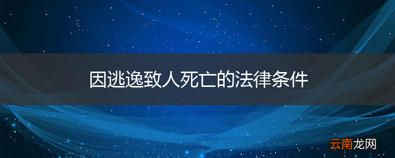 因逃逸致人死亡的法律条件