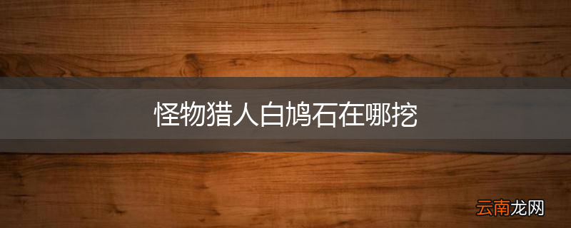 怪物猎人白鸠石在哪挖