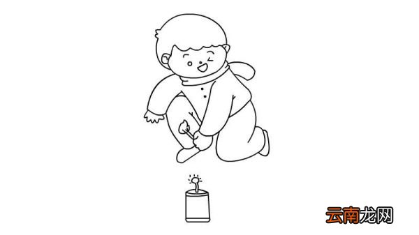 春节小孩放鞭炮简笔画 春节小孩放鞭炮简笔画怎么做