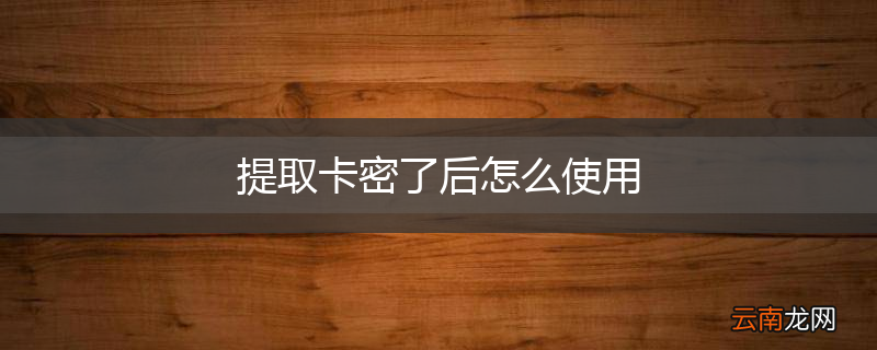 提取卡密了后怎么使用