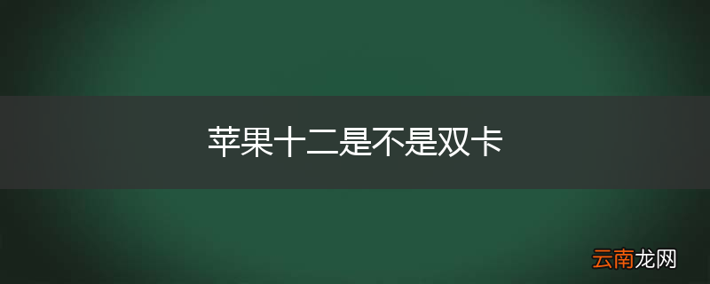 苹果十二是不是双卡