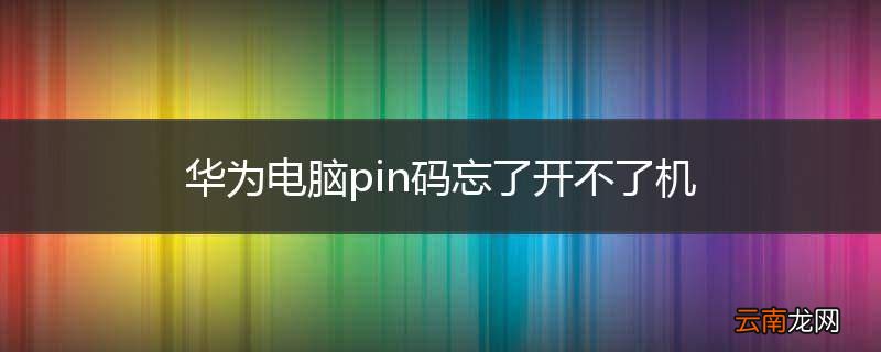 华为电脑pin码忘了开不了机