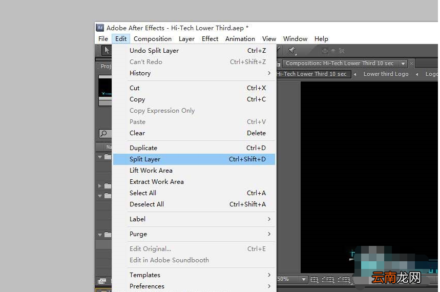 Adobe After Effects设置图层中间断开的方法