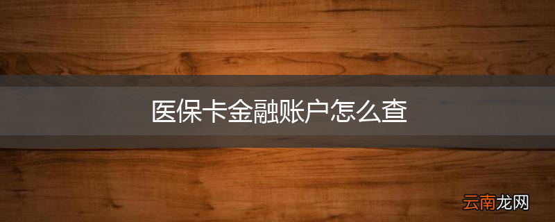 医保卡金融账户怎么查