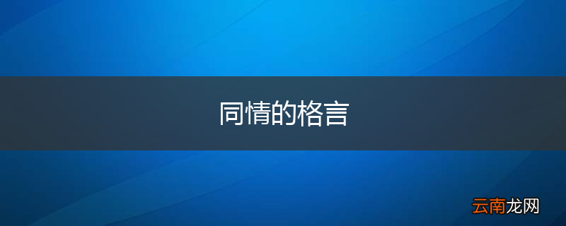 同情的格言