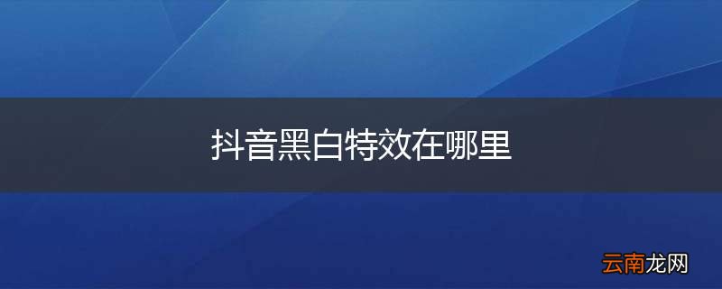 抖音黑白特效在哪里