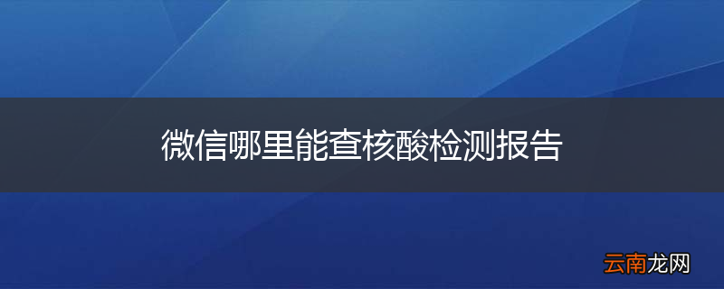 微信哪里能查核酸检测报告