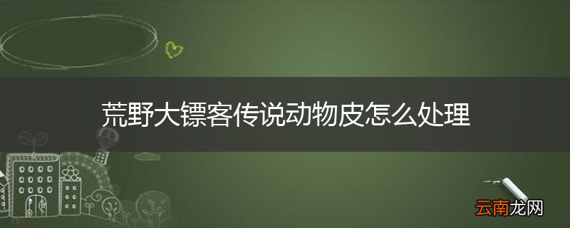 荒野大镖客传说动物皮怎么处理