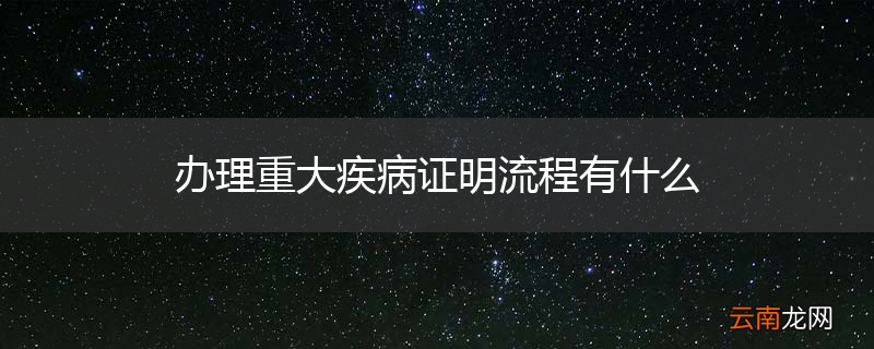办理重大疾病证明流程有什么