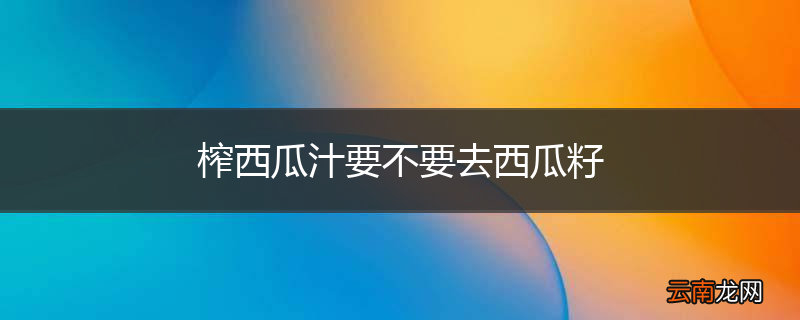 榨西瓜汁要不要去西瓜籽