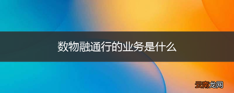 数物融通行的业务是什么
