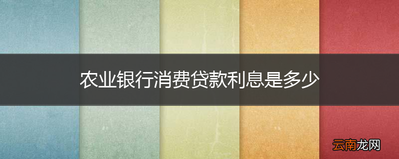 农业银行消费贷款利息是多少