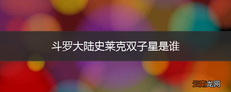 斗罗大陆史莱克双子星是谁