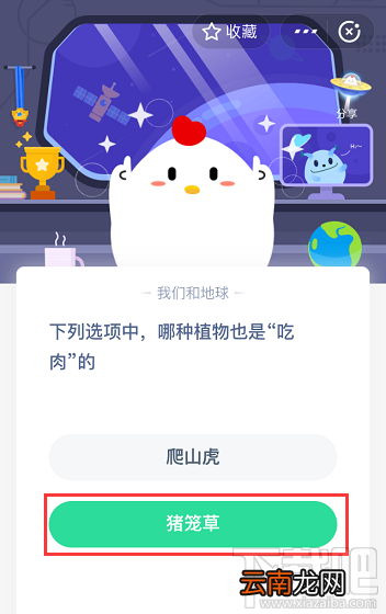 支付宝蚂蚁庄园5月14日答案 下列选项中哪种植物也是吃肉的