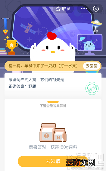 支付宝蚂蚁庄园5月15日答案 家里饲养的大鹅它们的祖先是