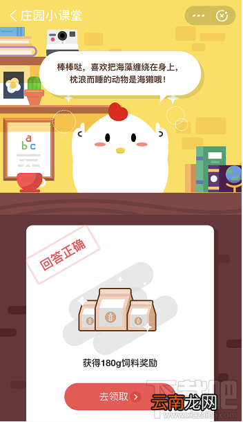 支付宝蚂蚁庄园5月20日答案 那种动物喜欢把海藻缠绕在身上枕浪而睡