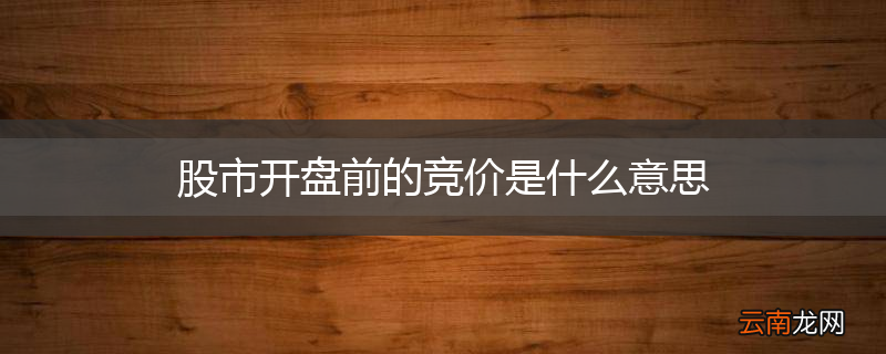 股市开盘前的竞价是什么意思