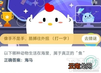 支付宝蚂蚁庄园5月22日答案 以下哪种动物生活在海里属于真正的鱼