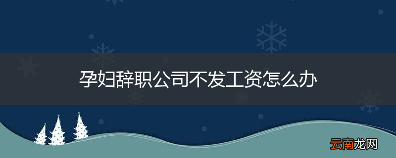孕妇辞职公司不发工资怎么办