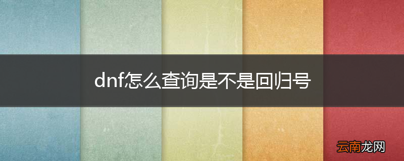 dnf怎么查询是不是回归号