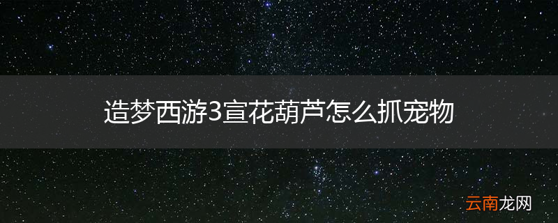 造梦西游3宣花葫芦怎么抓宠物