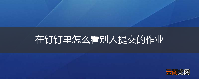 在钉钉里怎么看别人提交的作业