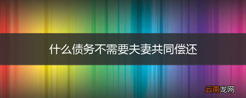 什么债务不需要夫妻共同偿还