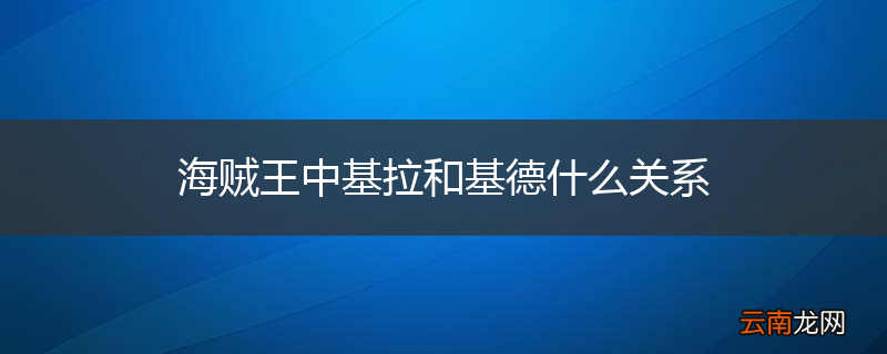 海贼王中基拉和基德什么关系