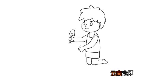 玩沙小男孩简笔画步骤玩沙小男孩简笔画教程