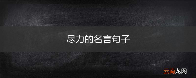 尽力的名言句子