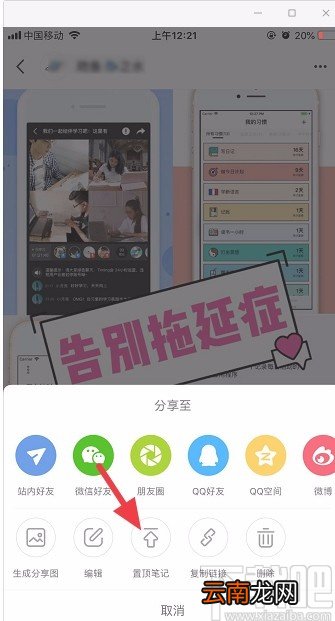 小红书APP置顶笔记的方法