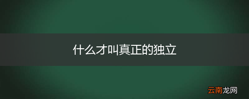 什么才叫真正的独立