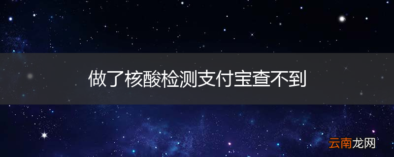 做了核酸检测支付宝查不到