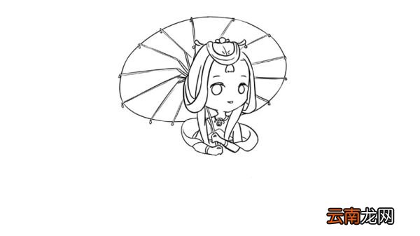 古风女生撑伞简笔画