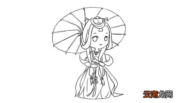 古风女生撑伞简笔画